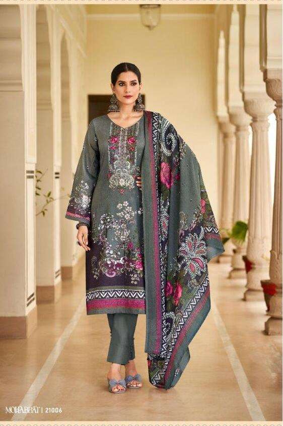 MOHABBAT BY RIAZ ARTS 21001 TO 21008 SERIES LAWN COTTON PRINT EMBROIDERY DRESSES