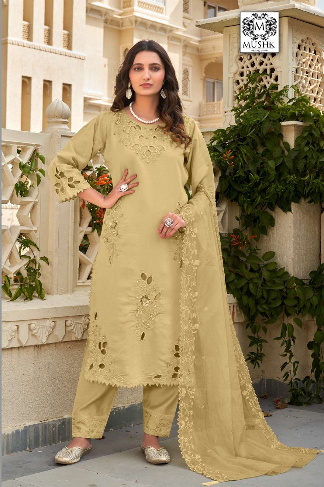 MR-1002 NX BY MUSHK DESIGNER HEAVY ROMAN SILK HEAVY EMBROIDERED DRESSES