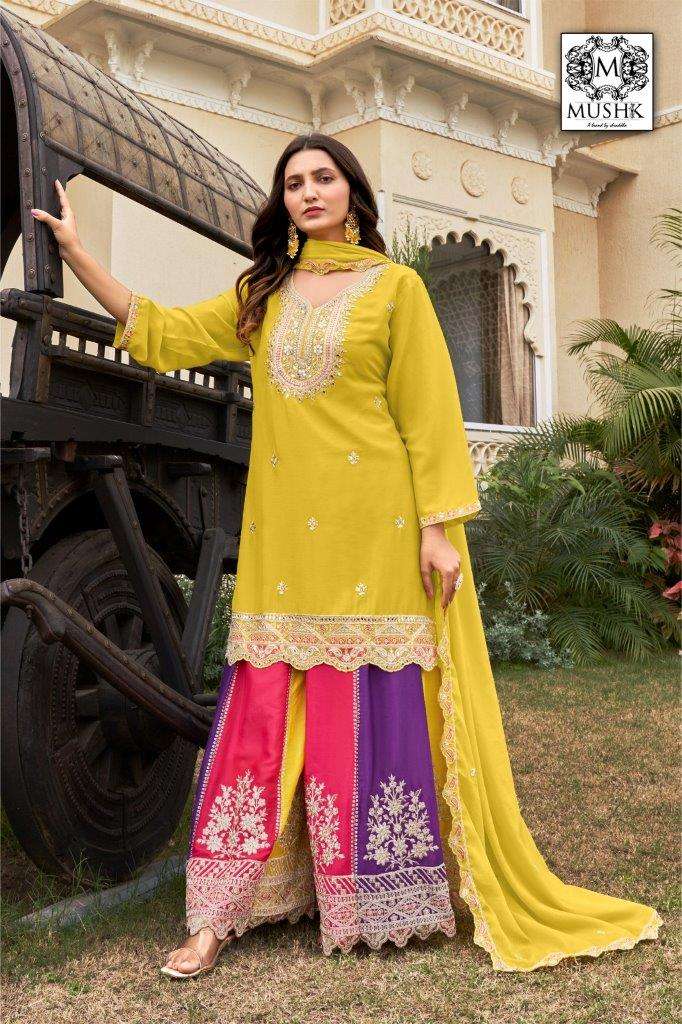 MR-1008 NX BY MUSHK DESIGNER HEAVY CHINON HEAVY EMBROIDERED DRESSES