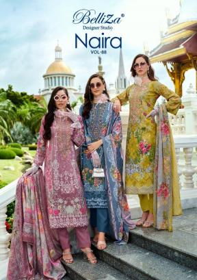 NAIRA VOL-88 BY BELLIZA 1019-001 TO 1019-008 SERIES COTTON EMBROIDERY DRESSES