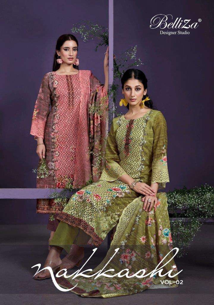 NAKKASHI VOL-02 BY BELLIZA 1006-001 TO 1006-006 SERIES COTTON DIGITAL PRINT DRESSES