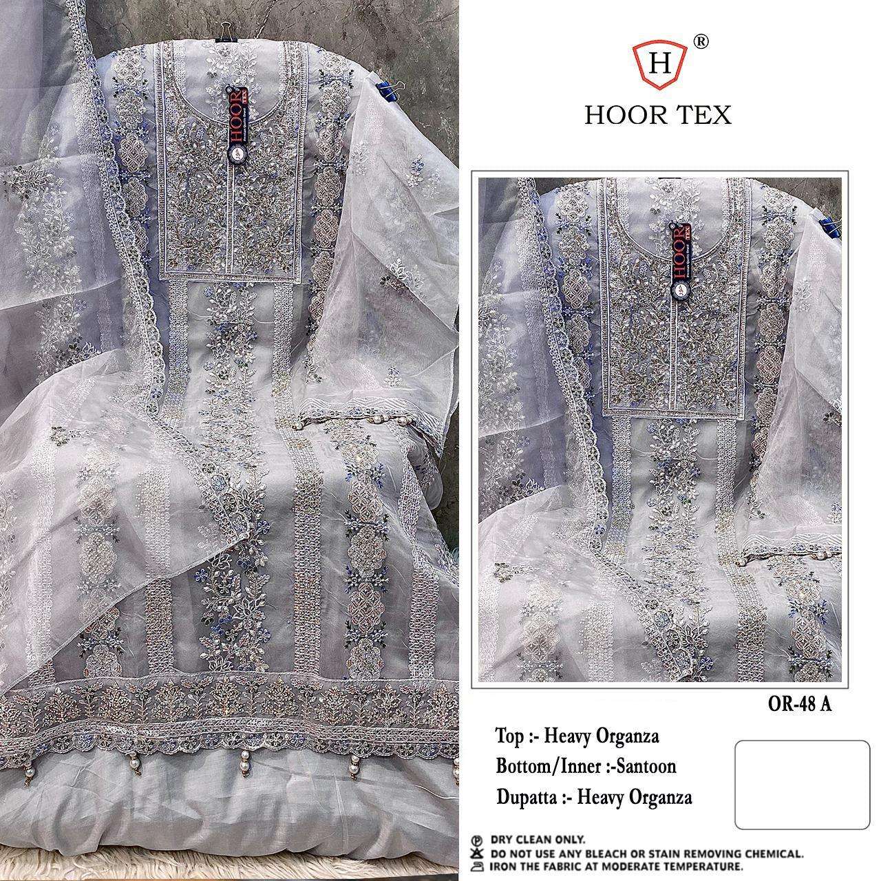 OR-48 COLOURS BY HOOR TEX DESIGNER ORGANZA EMBROIDERED PAKISTANI DRESSES