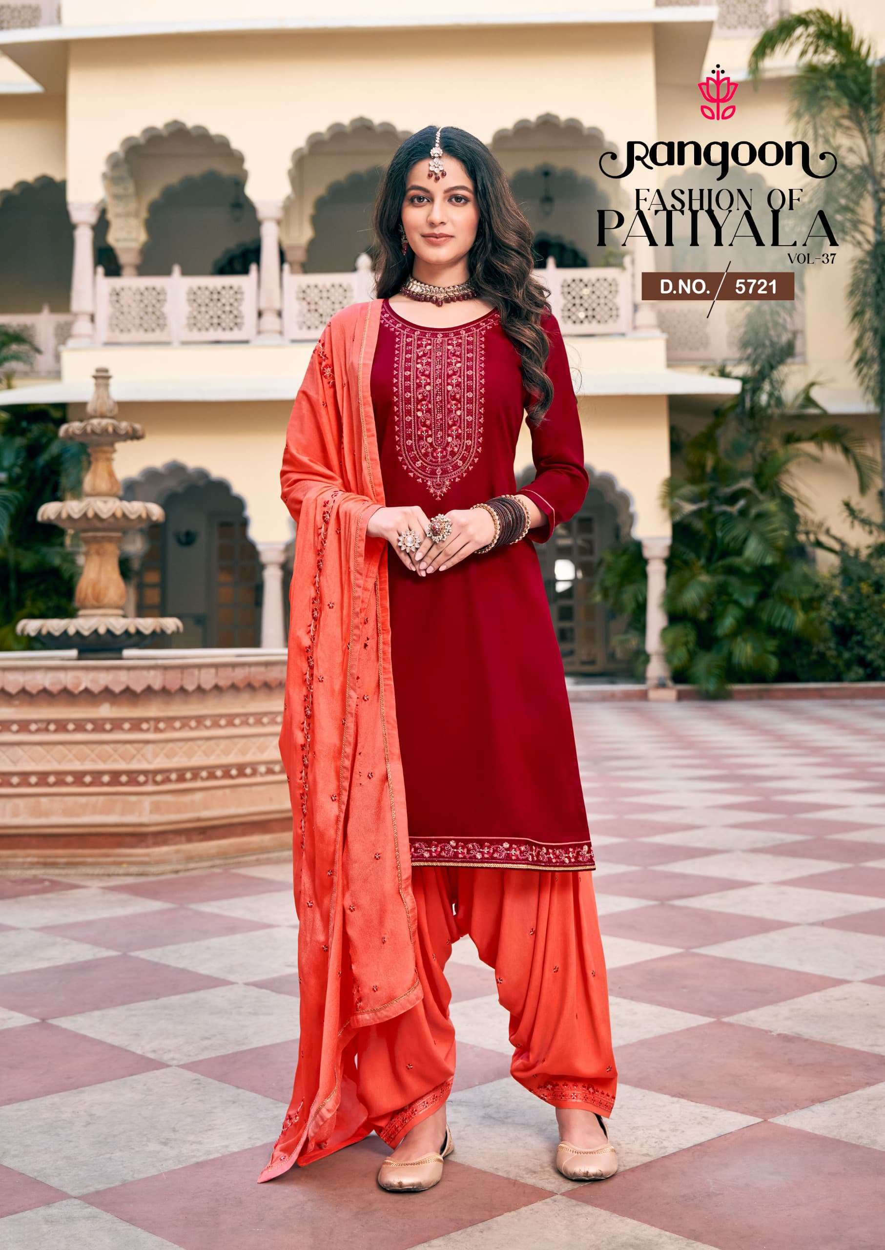 PATIYALA VOL-37 BY RANGOON 5721 TO 5726 SERIES HEAVY PURE SILK WORK DRESSES