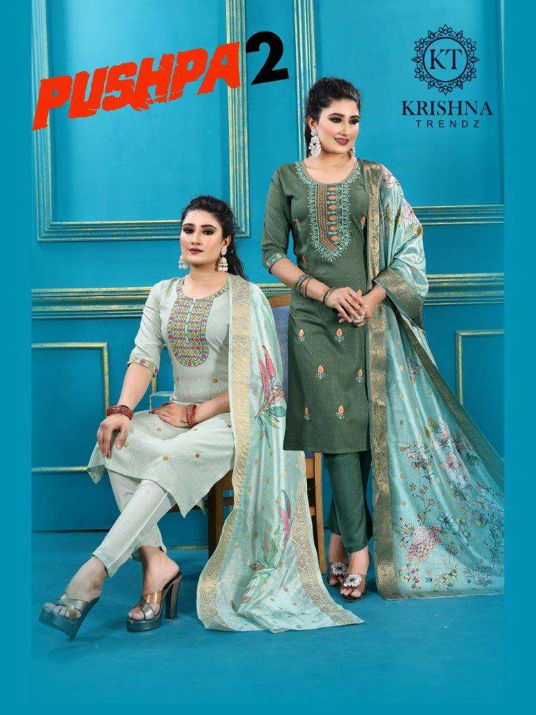 PUSHPA VOL-02 BY KRISHNA TRENDZ DESIGNER FANCY JACQUARD PRINTED DRESSES