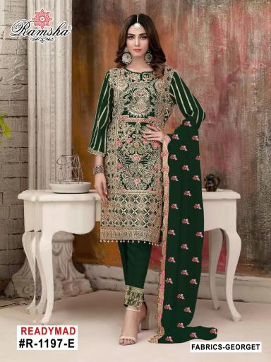 R-1199 COLOURS BY RAMSHA HEAVY EMBROIDERED GEORGETTE PAKISTANI DRESSES