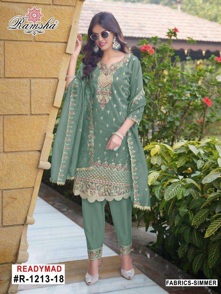 R-1213 COLOURS BY RAMSHA HEAVY EMBROIDERED BARBARI SILK PAKISTANI DRESSES