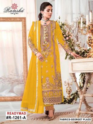 R-1261 COLOURS BY RAMSHA HEAVY EMBROIDERED GEORGETTE PAKISTANI DRESSES