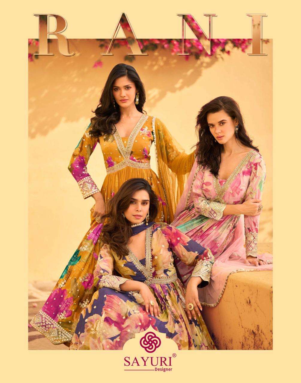 RANI BY SAYURI 5747 TO 5751 SERIES HEAVY CHINON SILK EMBROIDERED GOWNS