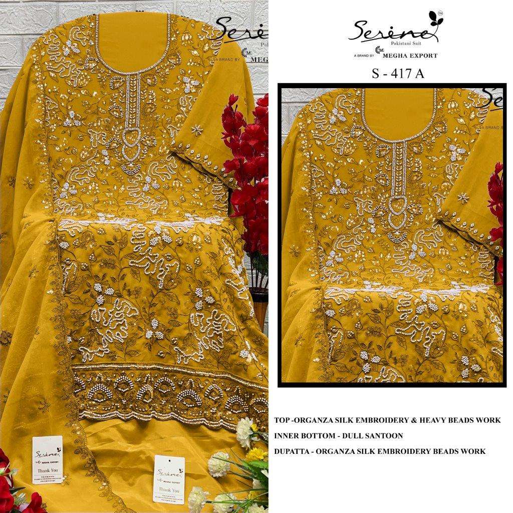 S-417 COLOURS BY SERENE DESIGNER ORGANZA EMBROIDERY PAKISTANI DRESSES