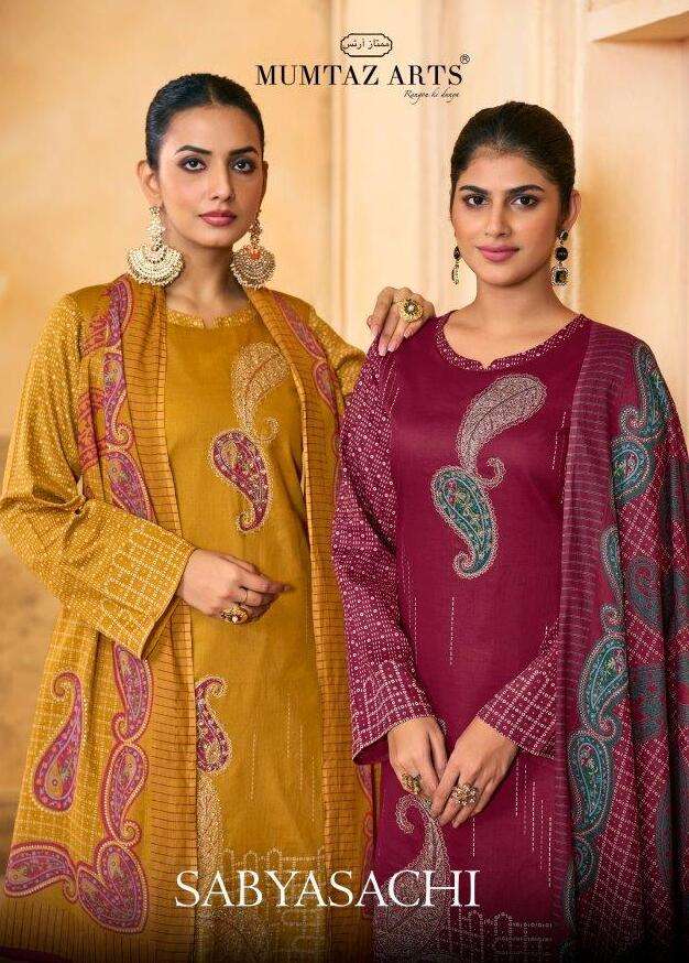 SABYASACHI BY MUMTAZ ARTS 15001 TO 15004 SERIES JAM SILK PRINT EMBROIDERY DRESSES