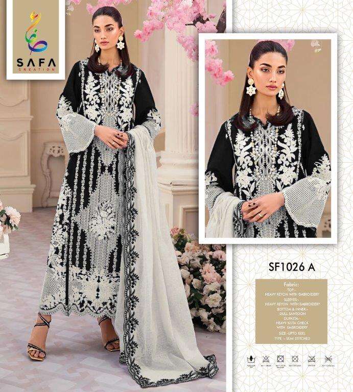 SF-1026 BY SAFA CREACTION 1026-A TO1026-D SERISE PURE RAYON WITH EMBROIDERY DRESSE