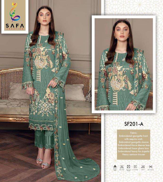 SF-201 COLOURS BY SAFA CREATION PURE GEORGETTE EMBROIDERY PAKISTANI DRESSES