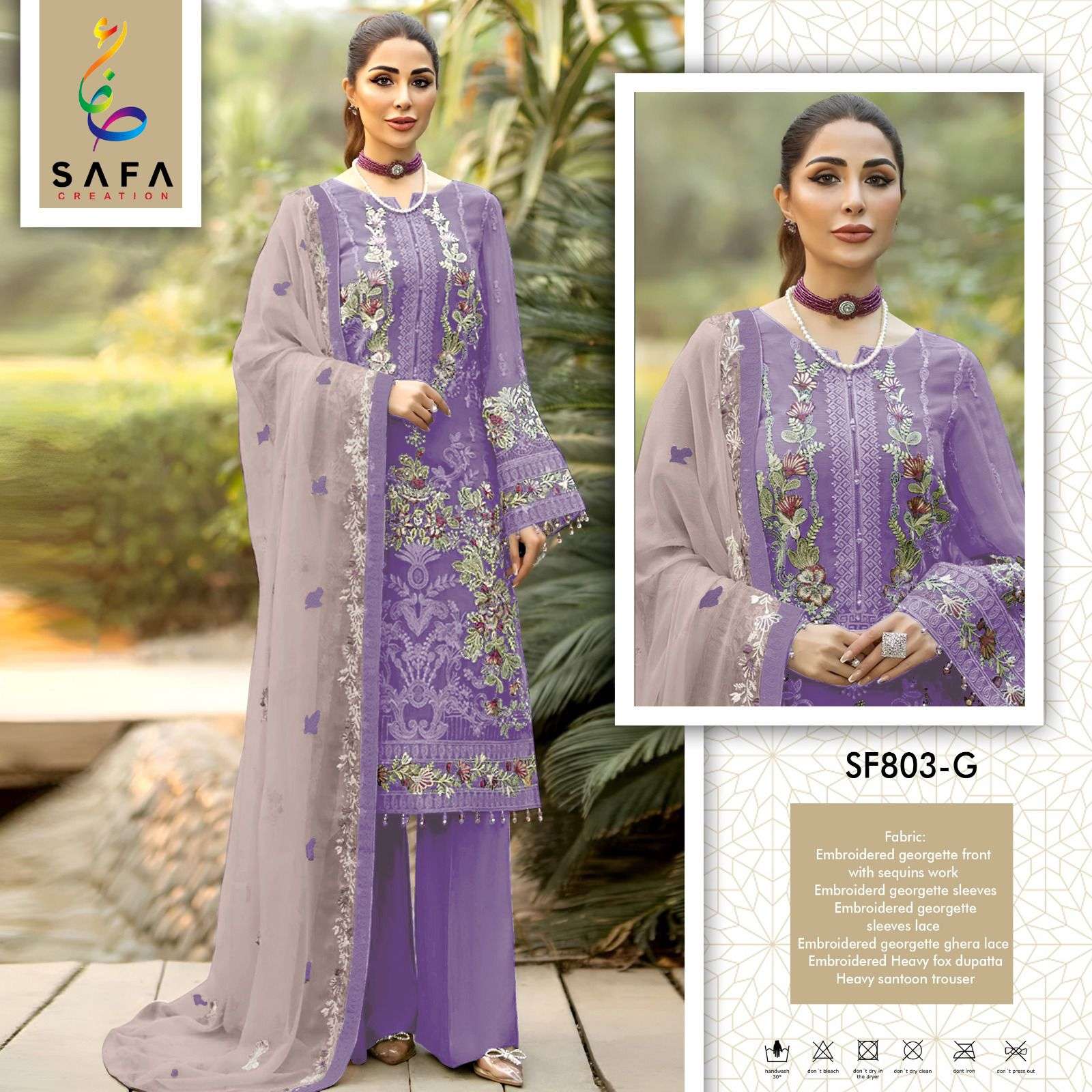 SF-803 COLOURS BY SAFA CREATION PURE GEORGETTE EMBROIDERY PAKISTANI DRESSES