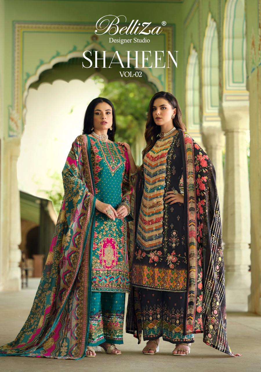 SHAHEEN VOL-02 BY BELLIZA 1016-001 TO 1016-008 SERIES VISCOSE RAYON DIGITAL PRINT DRESSES