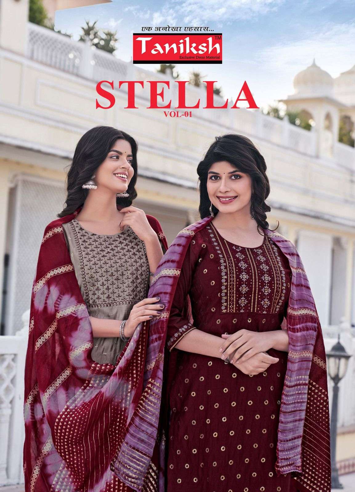 STELLA VOL-01 BY TANIKSH 1001 TO 1008 SERIES DESIGNER FANCY STITCHED DRESSES