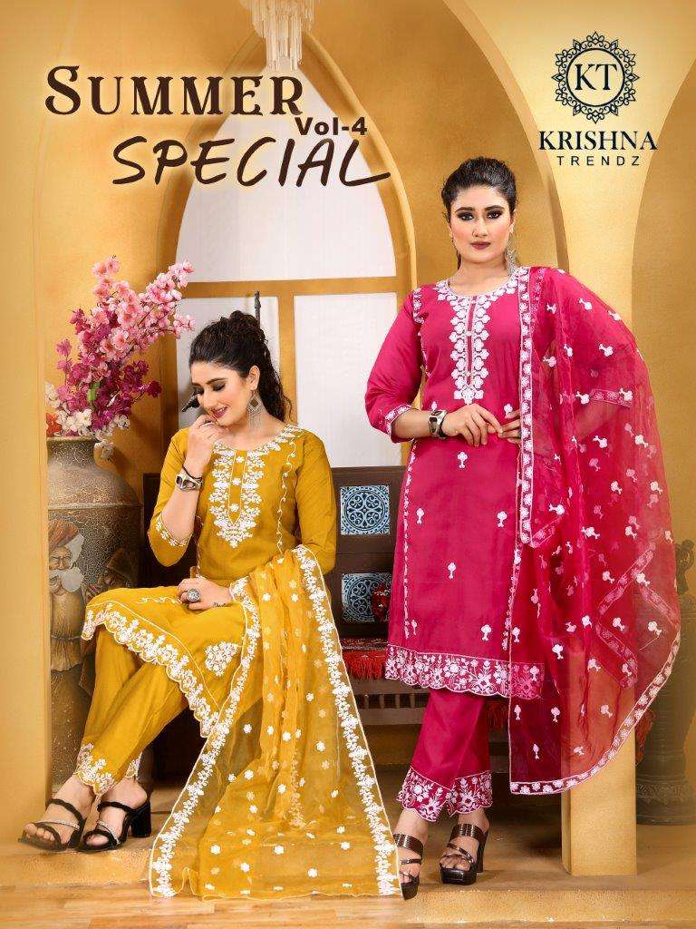 SUMER SPECIAL VOL-04 BY KRISHNA TRENDZ DESIGNER FANCY ROMAN SILK PRINTED DRESSES