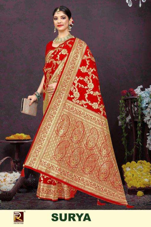 SURYA BY RONISHA FASHION PURE SILK EMBROIDERY SAREES 