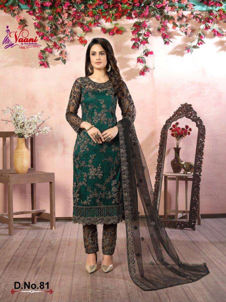 VAANI VOL-08 BY TWISHA 81 TO 84 SERIES DESINGER NET EMBROIDERY DRESSES