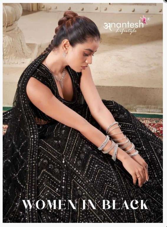 WOMEN IN BLACK BY ANANTESH LIFESTYLE DESIGNER NET HANDWORK LEHENGAS