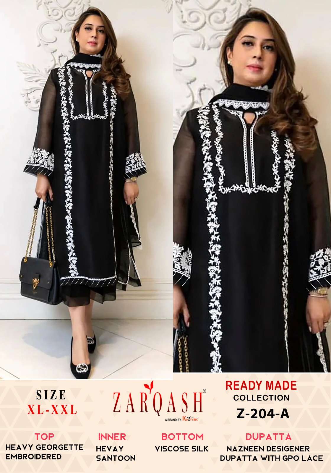 Z-204 COLOURS BY ZARQASH DESIGNER FAUX GEORGETTE EMBROIDERY DRESSES