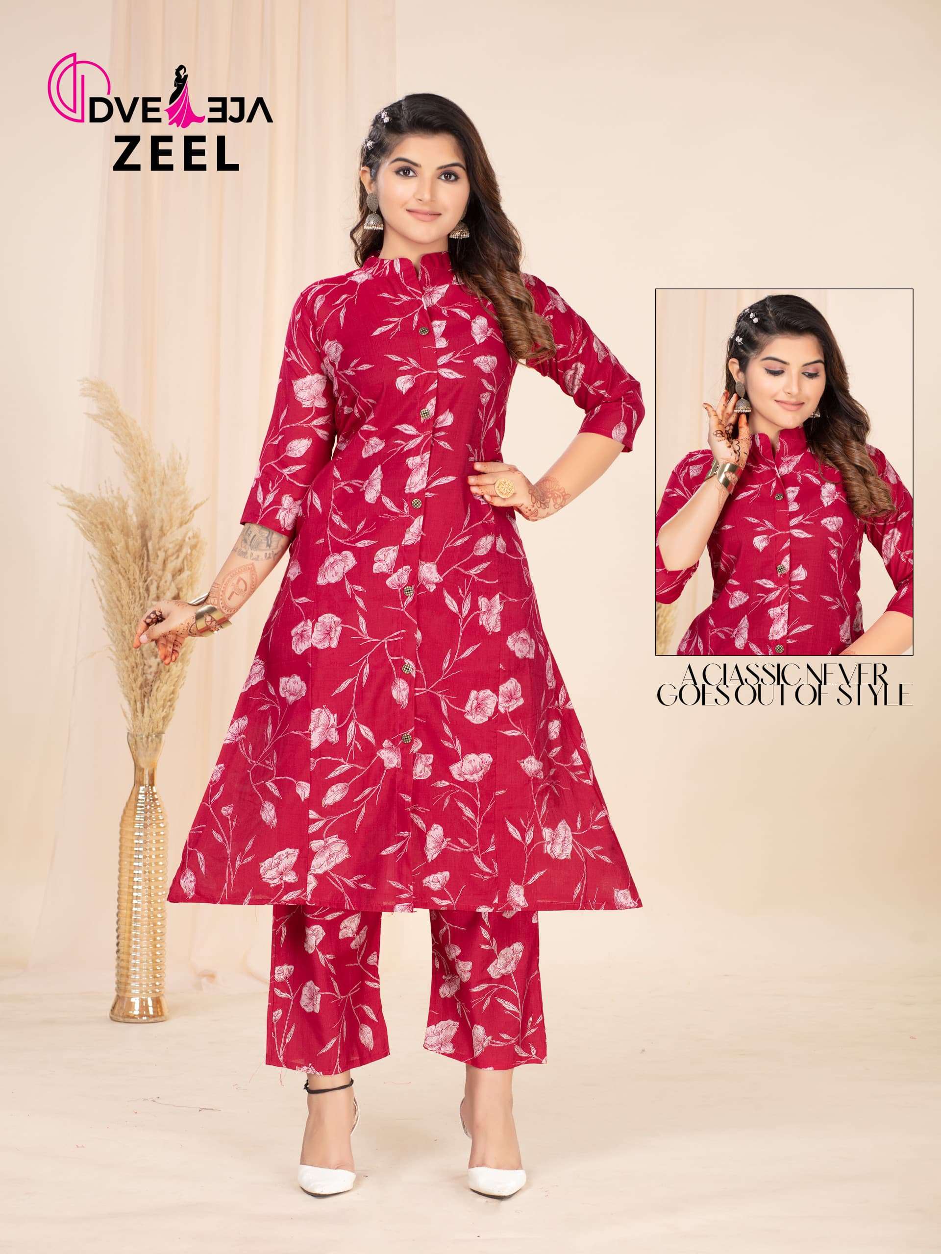 ZEEL SERIES  BY DVEEJA 01 TO 13 SERIES FANCY VETICAN PRINTED CO-ORD SETS