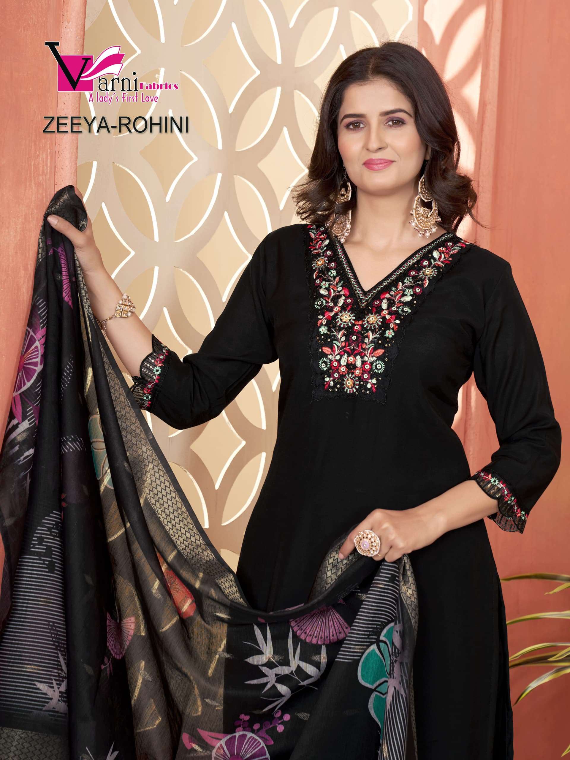 ZEEYA-ROHINI BY VARNI FABRICS 2301 TO 2302 SERIES PURE ROMAN SILK DRESSES