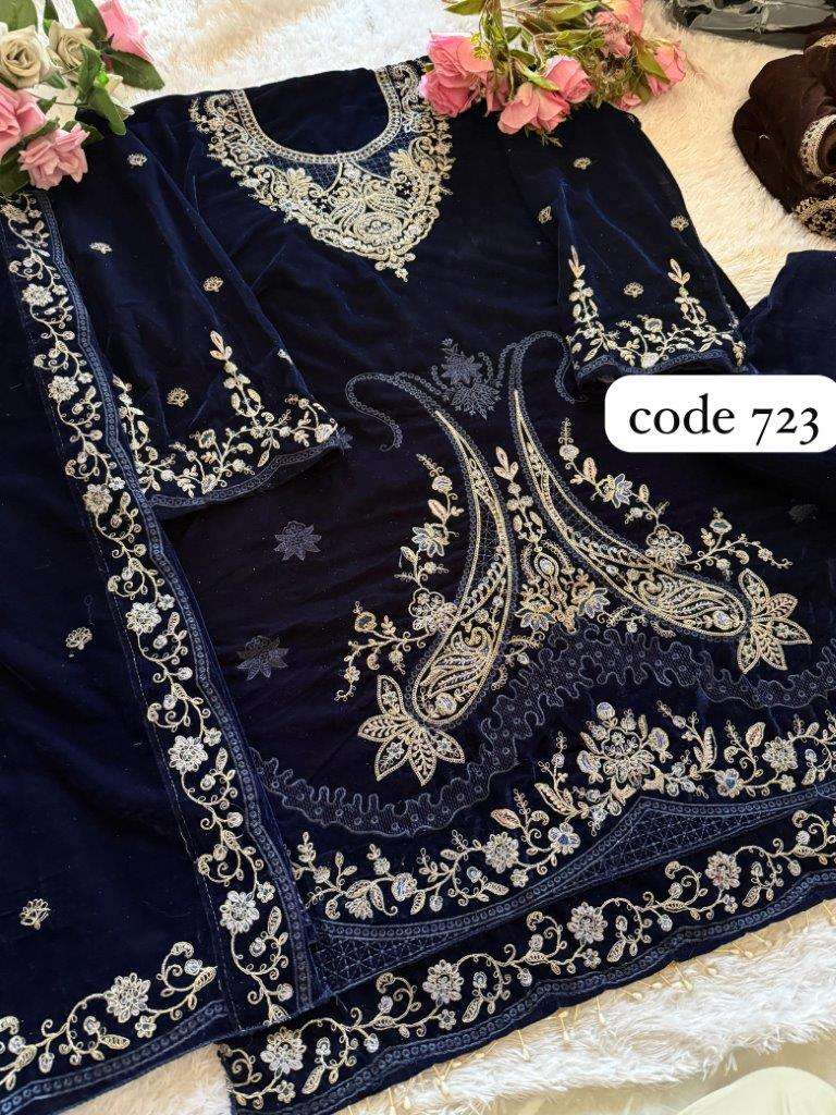 ZIAAZ 723 724 HIT DESIGN BY ZIAAZ DESIGNS HEAVY 9000 VELVET EMBROIDERED DRESS