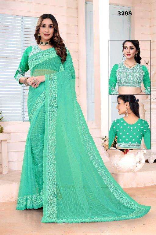 3298 COLOUR BY ASLIWHOLESALE DESIGNER PURE FANCY EMBROIDERY SAREES 