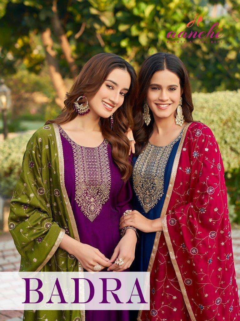 BADRA BY AANCHI 1001 TO 1004 SERIES VICHITRA SILK FANCY PRINTED DRESSES