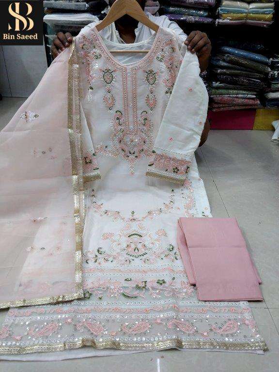 BIN SAEED READYMADES 416 BY ASLIWHOLESALE DESIGNER PURE ORGANZA PAKISTANI DRESSES