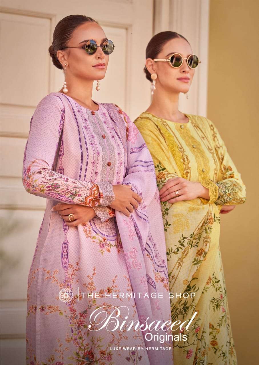BINSAEED BY HERMITAGE CLOTHING 1001 TO 1008 HEAVY JAM SATIN PRINTED DRESSES