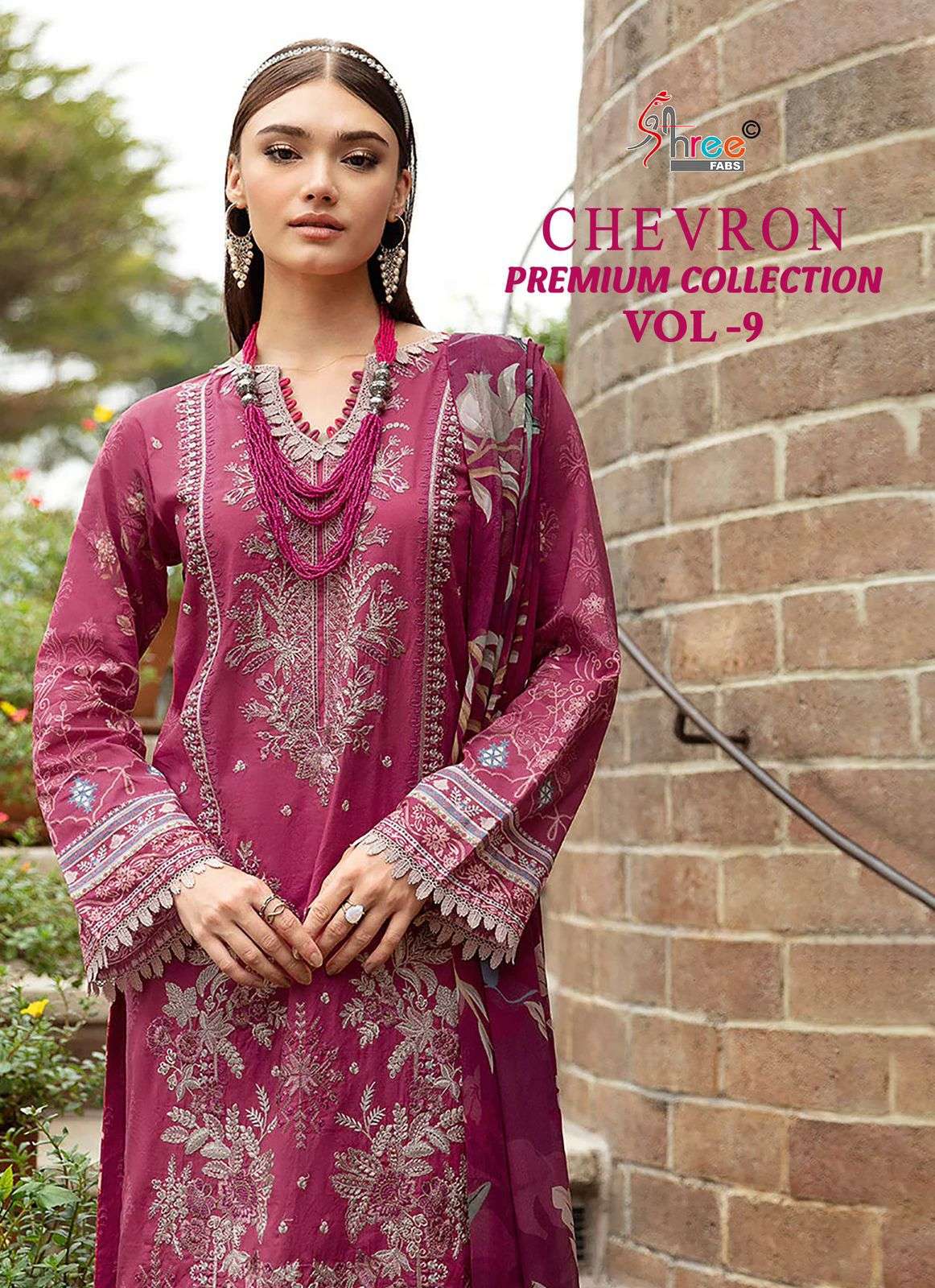 CHEVRON PREMIUM COLLECTION VOL-08 BY SHREE FABS 3731 TO 3738 SERIES COTTON PAKISTANI DRESSES