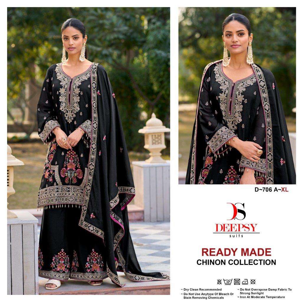 D-706 COLOURS BY DEEPSY SUITS HEAVY CHINON EMBROIDERY PAKISTANI DRESSES