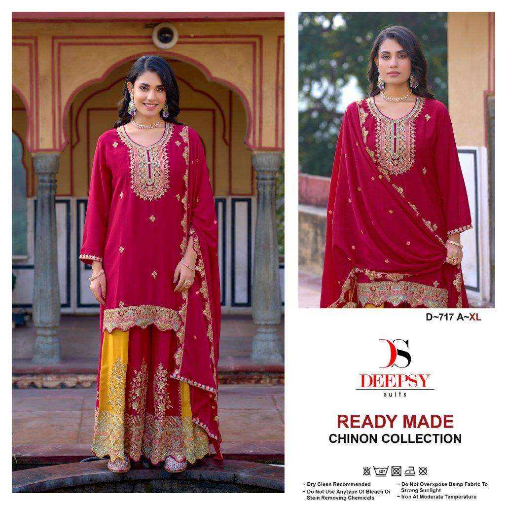 D-717 COLOURS BY DEEPSY SUITS HEAVY CHINON EMBROIDERY PAKISTANI DRESSES