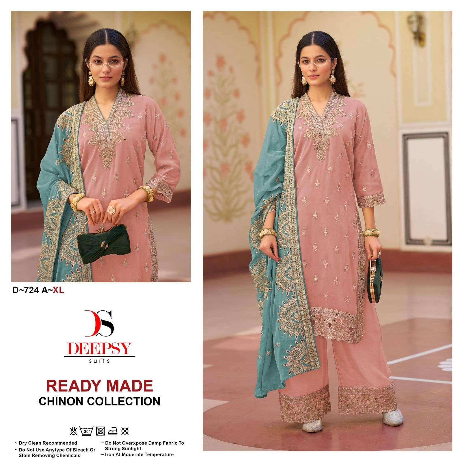 D-724 COLOURS BY DEEPSY SUITS HEAVY CHINON EMBROIDERY PAKISTANI DRESSES