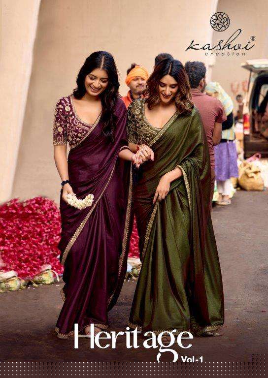 HERITAGE VOL-01 BY KASHVI CREATION 101 TO 108 SERIES PURE SOFT SILK EMBROIDERY SAREES 