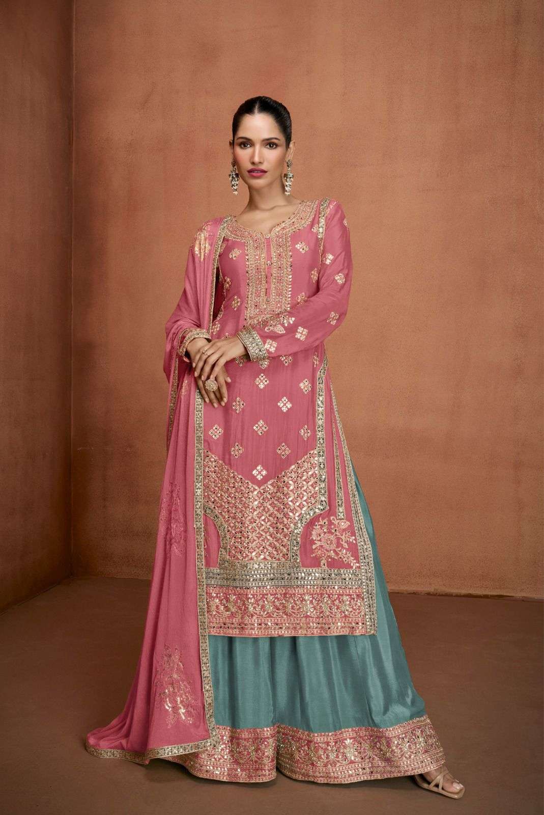 HIMANI BY GULKAYRA 7529-A TO 7529-C SERIES DESIGNER REAL CHINON WORK DRESSES