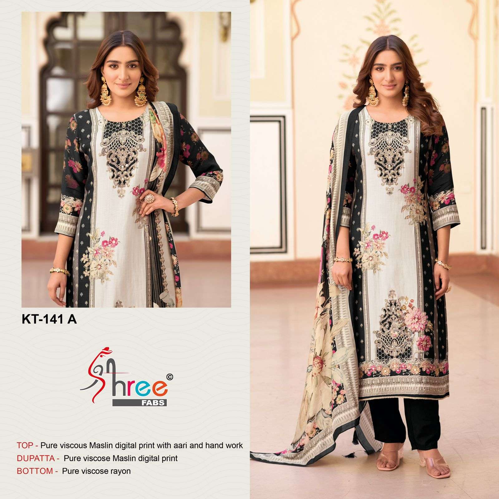 KT-141 COLOURS BY SHREE FABS DESIGNER VISCOSE MUSLIN EMBROIDERY PAKISTANI DRESSES