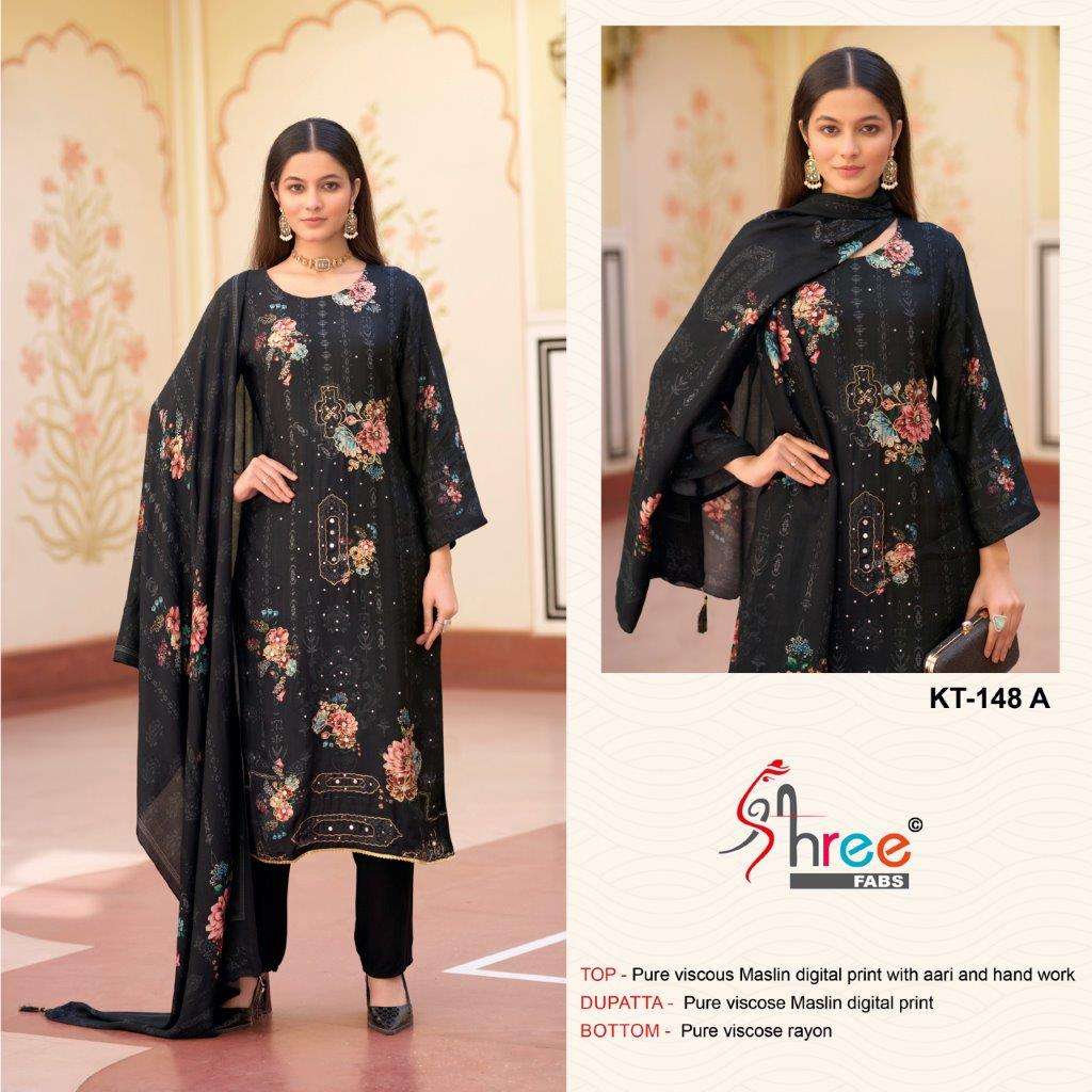 KT-148 COLOURS BY SHREE FABS DESIGNER VISCOSE MUSLIN EMBROIDERY PAKISTANI DRESSES