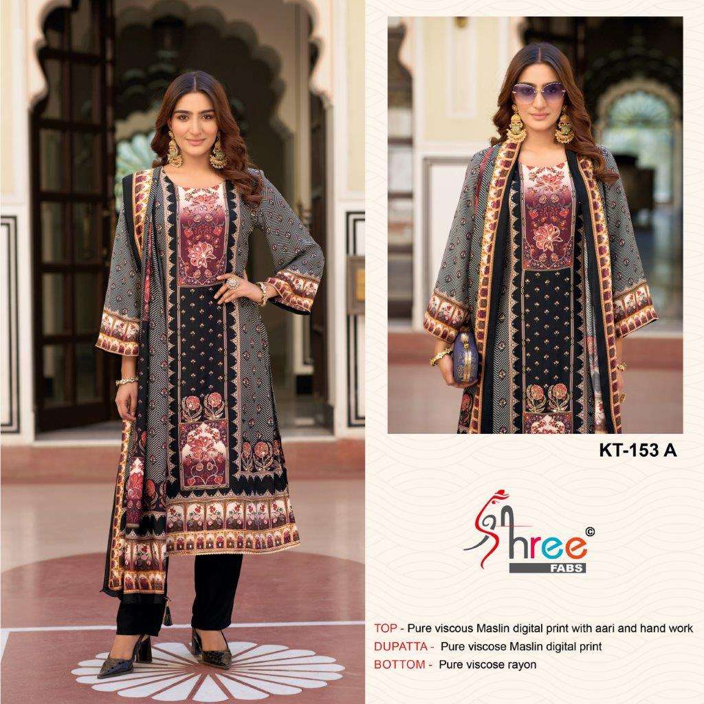 KT-153 COLOURS BY SHREE FABS DESIGNER VISCOSE MUSLIN EMBROIDERY PAKISTANI DRESSES