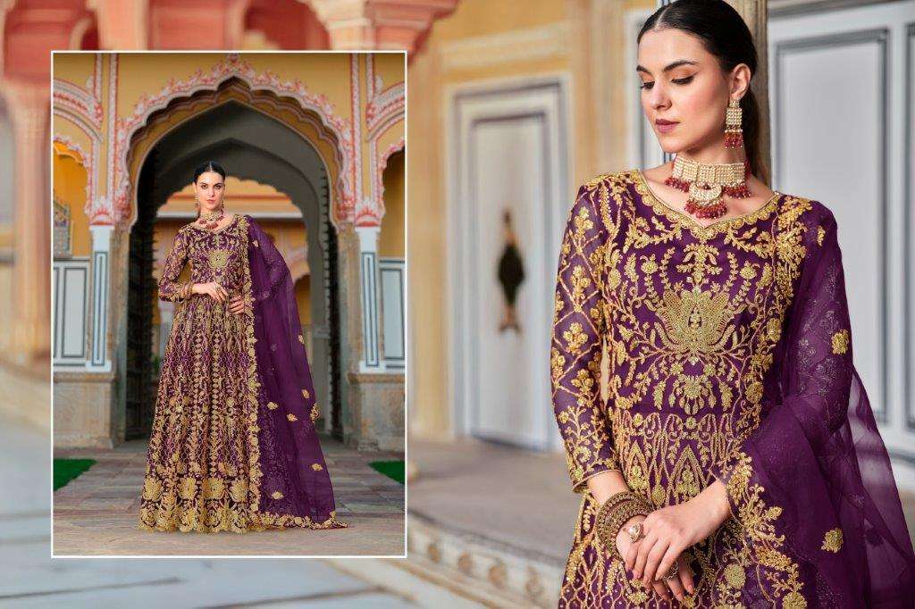 MEHBOOB BY SENORA DESIGNER PURE HEAVY BUTTERFLT NET PAKISTANI DRESSES 