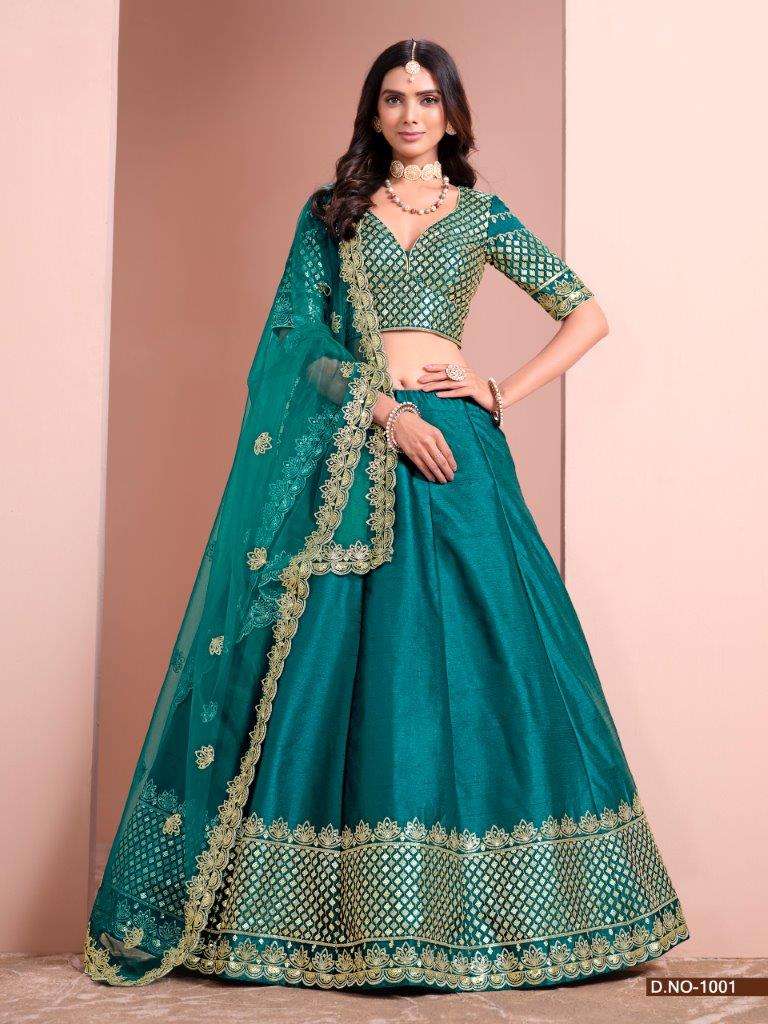 MEHVISH VOL-10 BY ASLIWHOLESALE 1001 TO 1004 SERIES ART SILK EMBROIDERY LEHENGAS