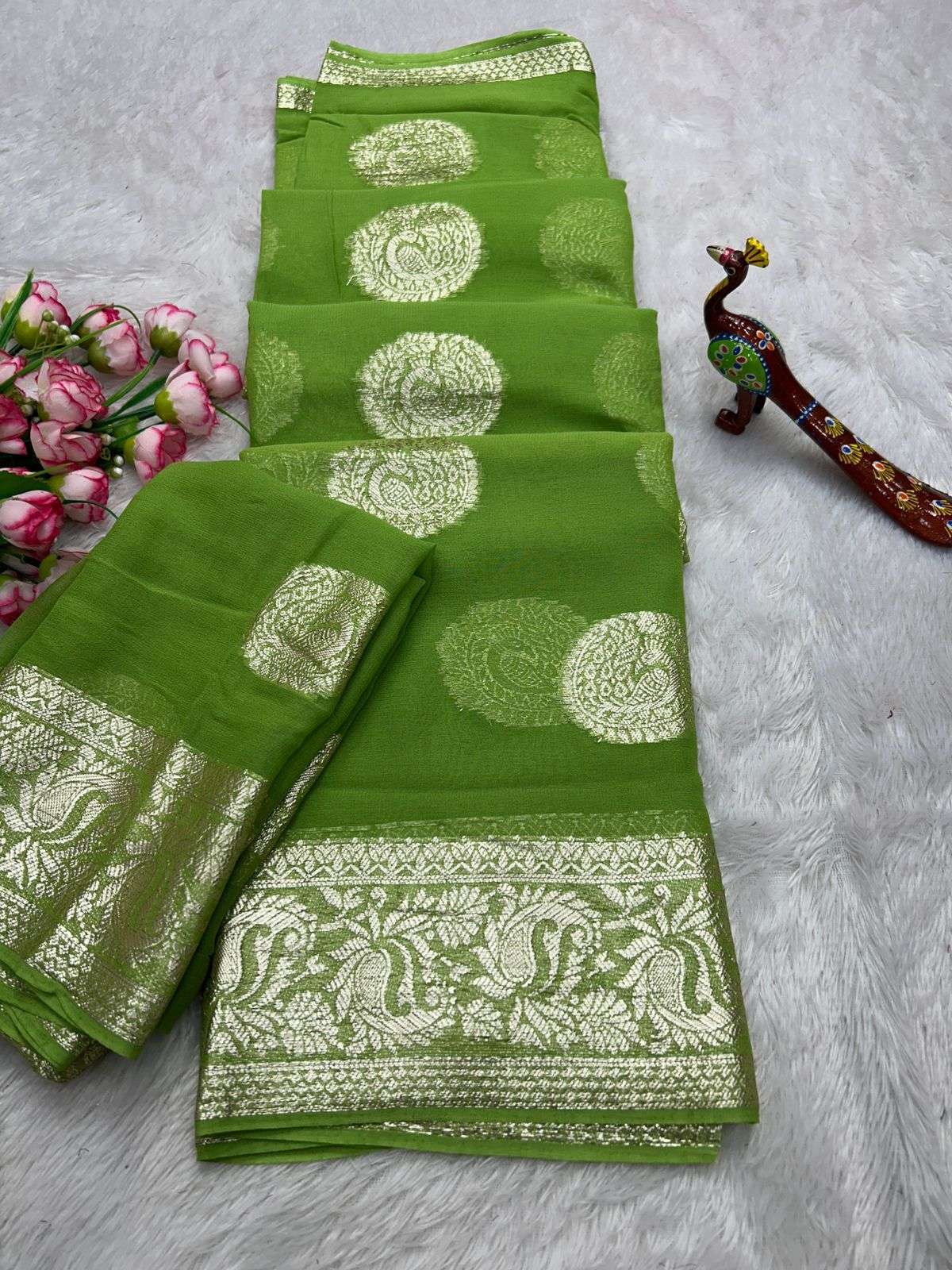 MORNI BY ASLIWHOLESALE DESIGNER PURE VISCOSE GEROGETTE SAREES