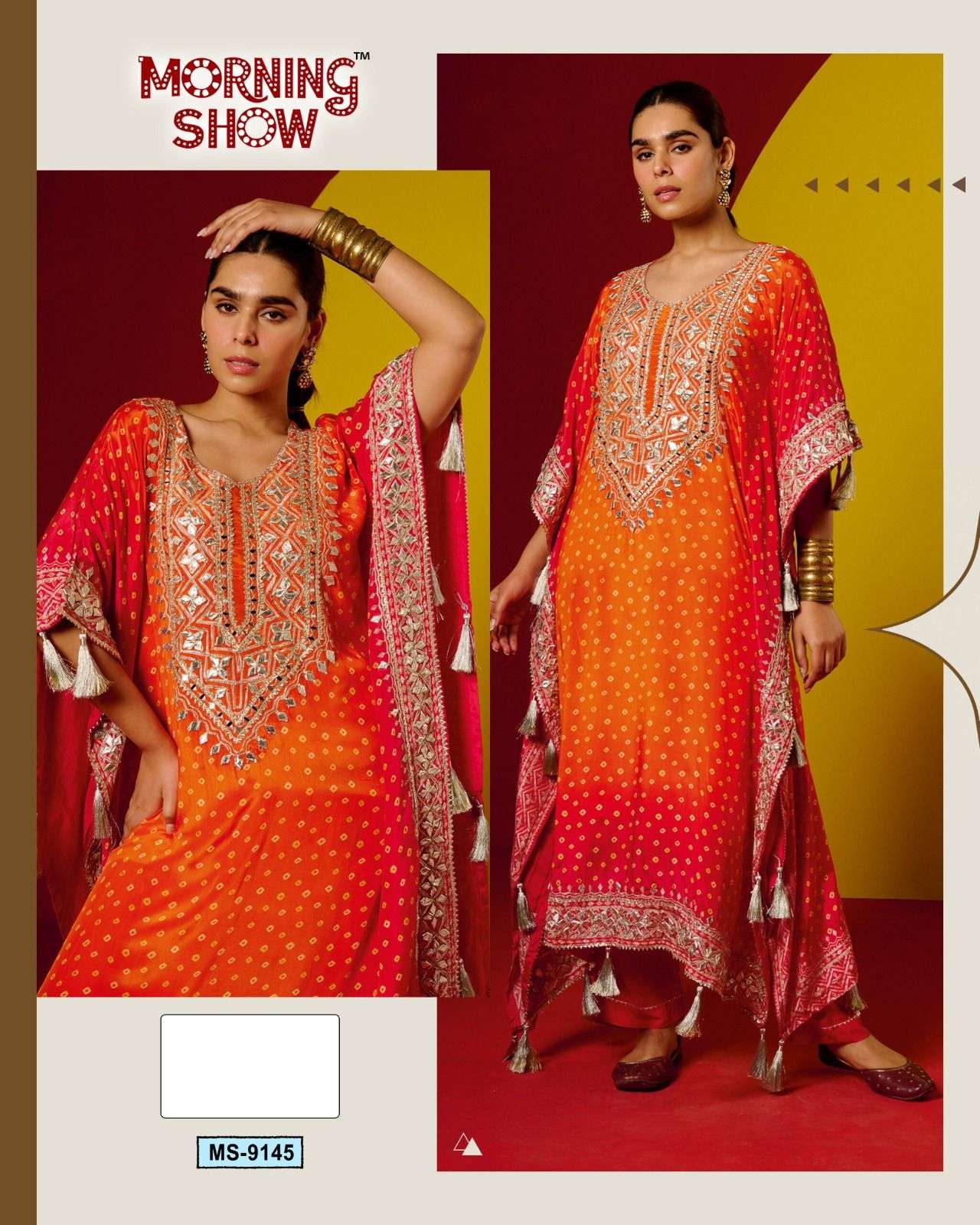 MORNING SHOW-9145 BY FEPIC DESIGNER PURE NATURAL CRAPE DIGITAL EMBROIDERY DRESSES