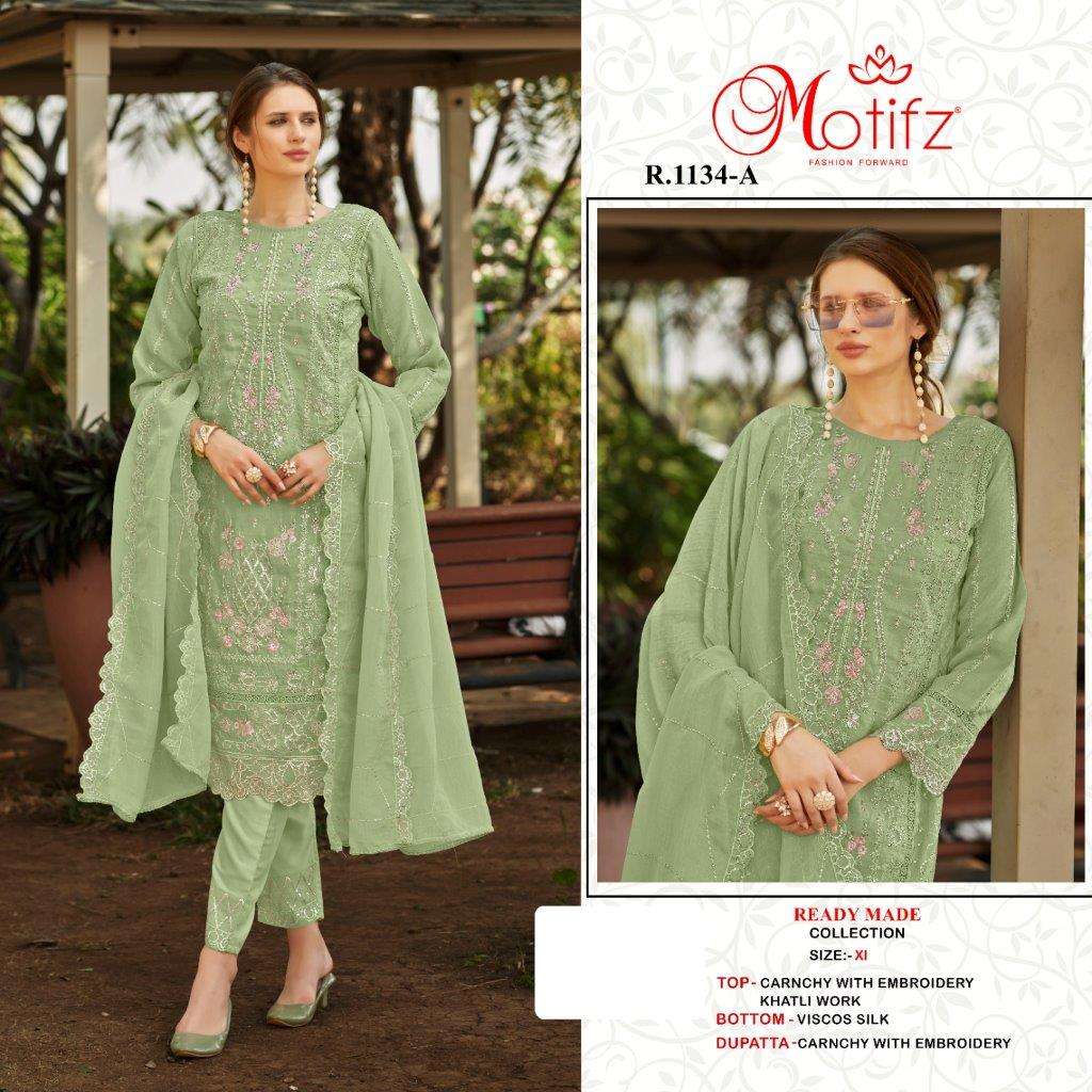 MOTIFZ 1134 COLOURS BY MOTIFZ DESIGNER ORGANZA EMBROIDERY PAKISTANI DRESSES