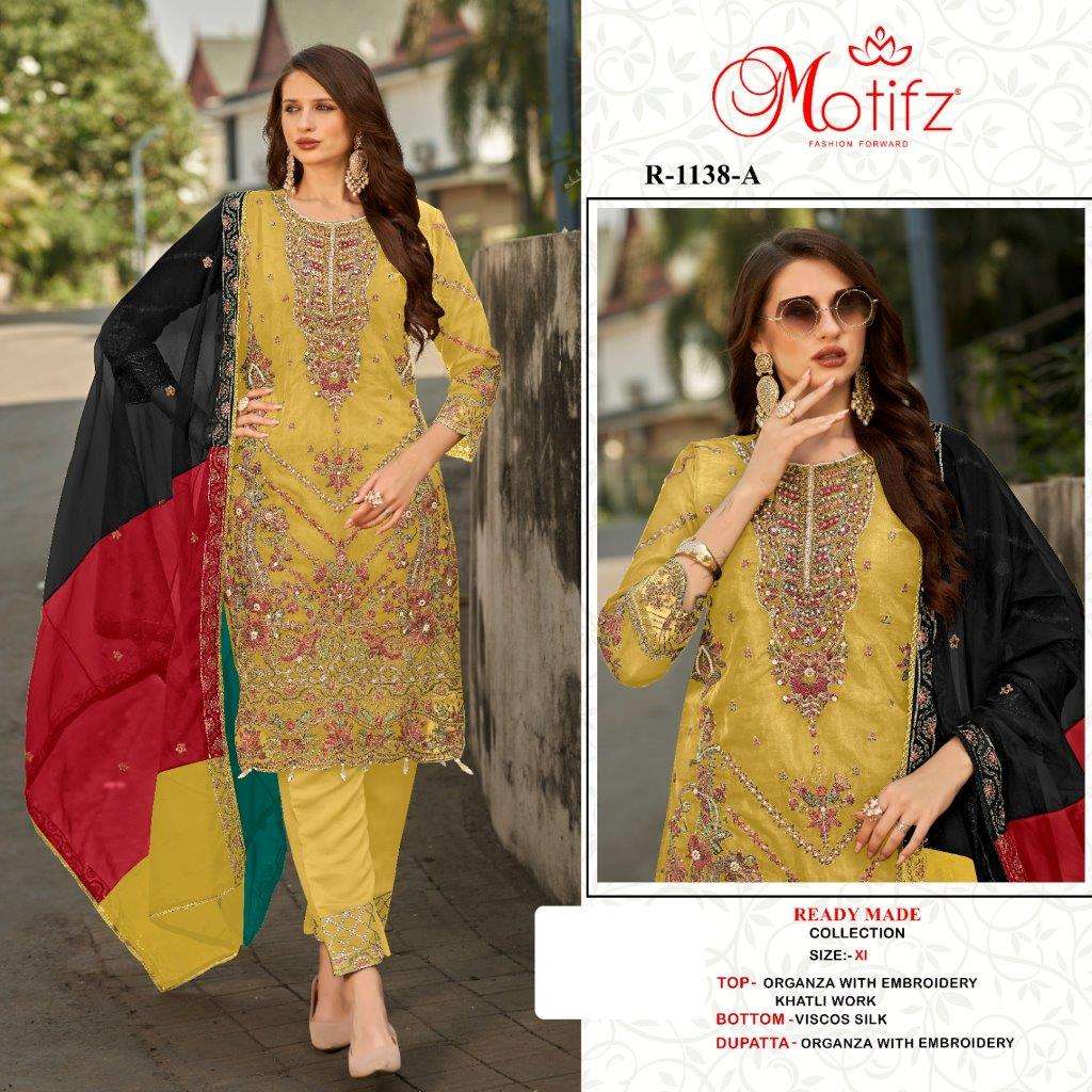 MOTIFZ 1138 COLOURS BY MOTIFZ DESIGNER ORGANZA EMBROIDERY PAKISTANI DRESSES