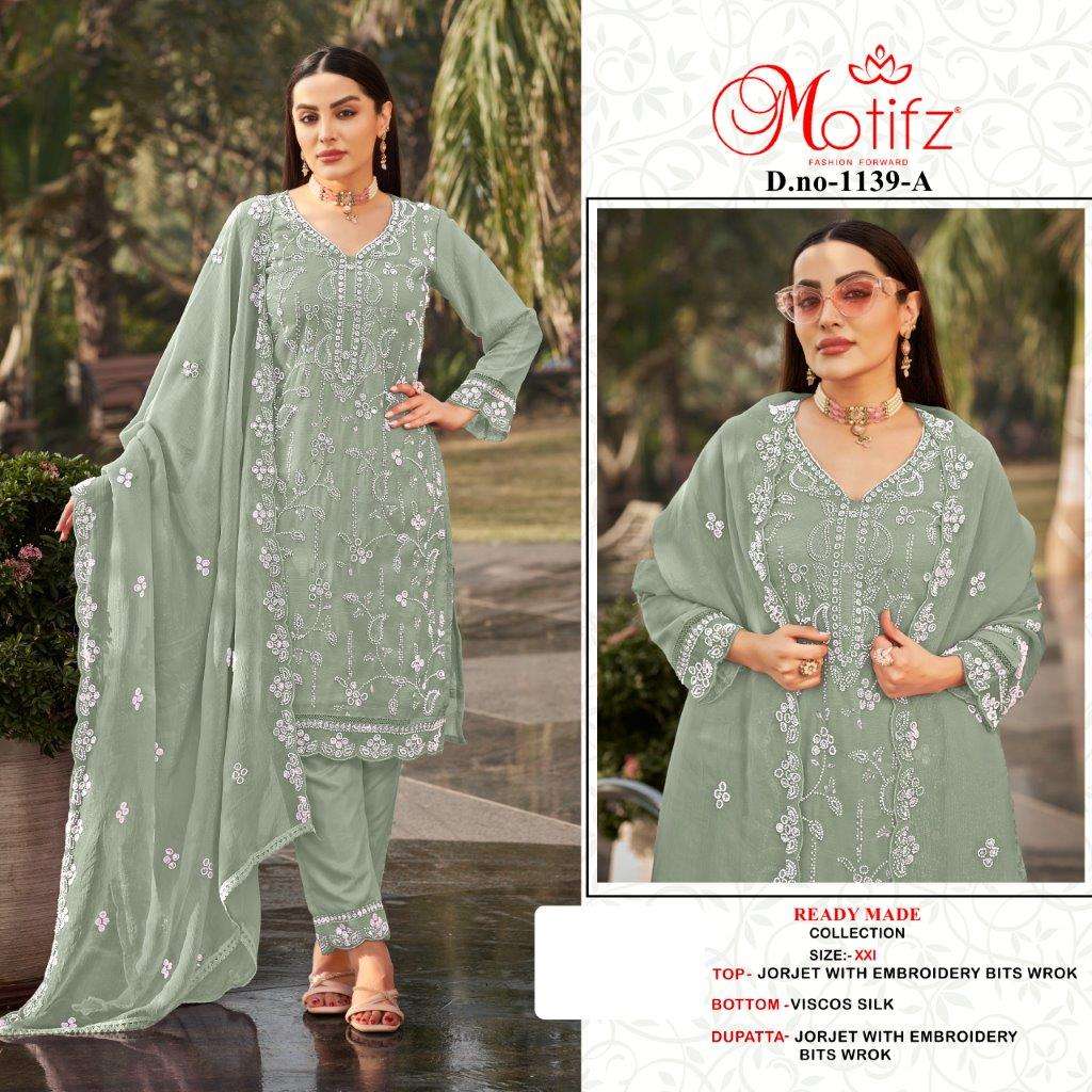 MOTIFZ 1139 COLOURS BY MOTIFZ DESIGNER GEORGETTE EMBROIDERY PAKISTANI DRESSES