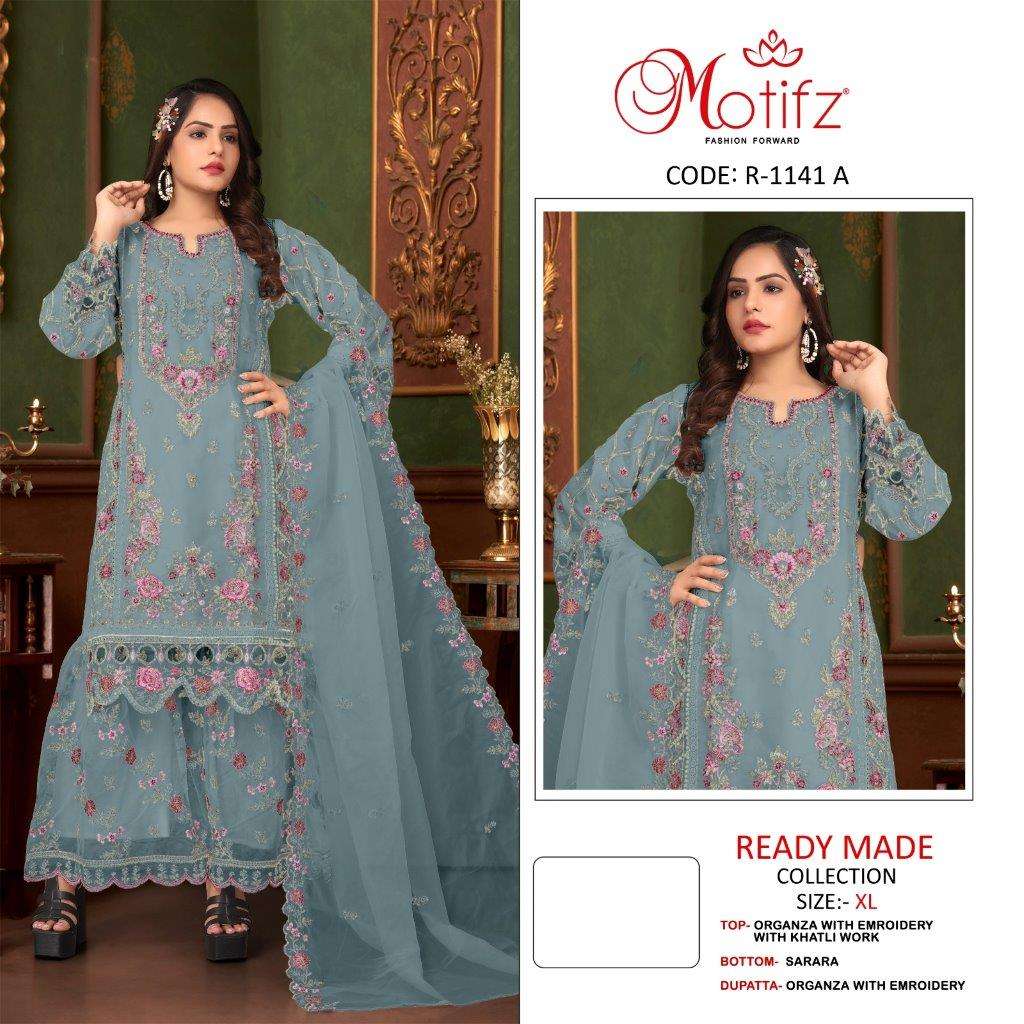 MOTIFZ 1141 COLOURS BY MOTIFZ DESIGNER ORGANZA EMBROIDERY PAKISTANI DRESSES