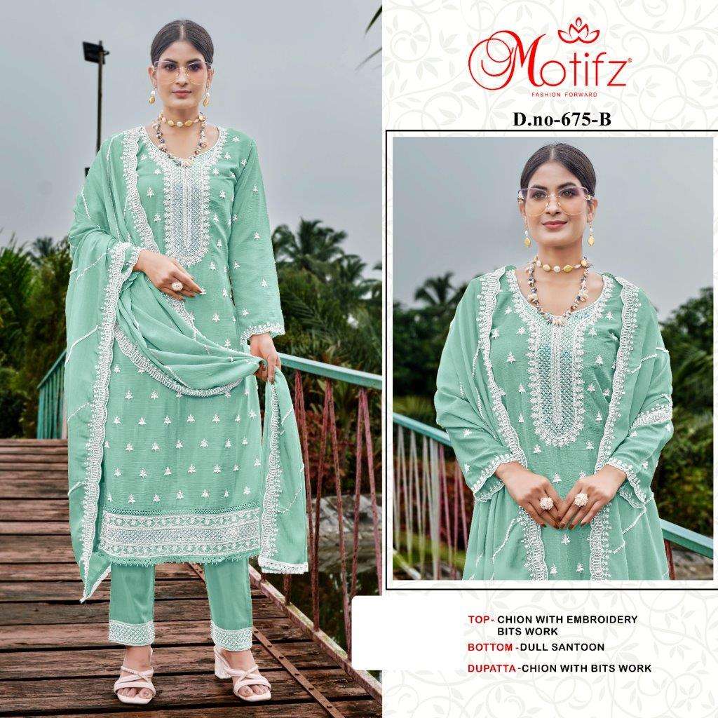 MOTIFZ 675 COLOURS BY MOTIFZ DESIGNER CHINON EMBROIDERY PAKISTANI DRESSES