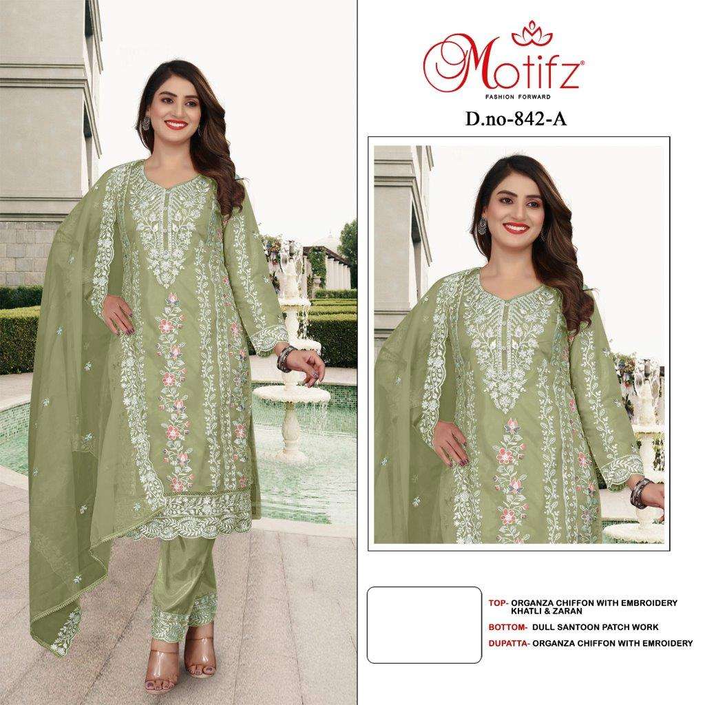 MOTIFZ 842 COLOURS BY MOTIFZ DESIGNER CHIFFON EMBROIDERY PAKISTANI DRESSES